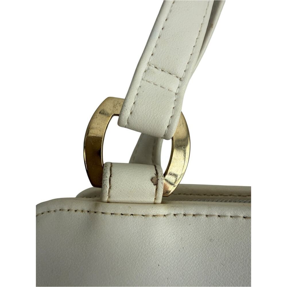 Vintage 90s Liz Claiborne Cream Shoulder Bag Multi Compartment Minimal Classic - Picture 3 of 16